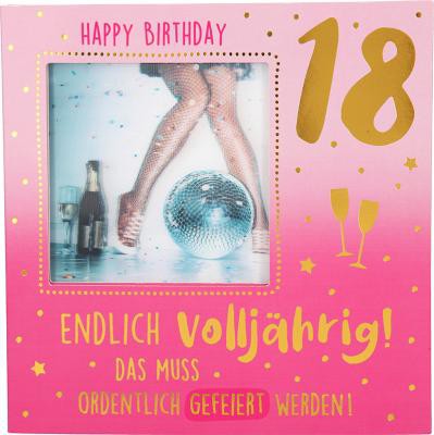 Geburtstagskarte Klappkarte 3D mit Musik & Licht 18 Happy Birthday Endlich volljährig!...