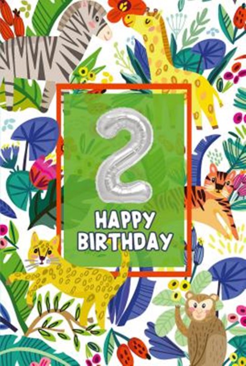 Depesche Zahlengeburtstagskarte mit Ballons 002 zum 2. Geburtstag Zahlen-Geburtstagskarten mit zwei Folienballons