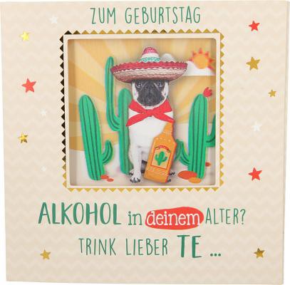Geburtstagskarte Klappkarte 3D mit Musik & Licht Zum Geburtstag Alkohol in deinem Alter?.