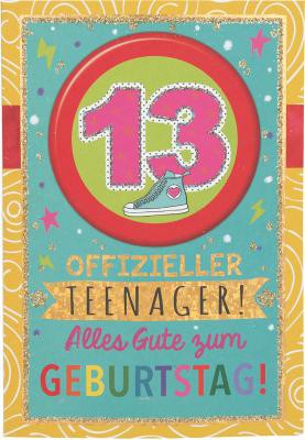 Originelle Klappkarte mit Zahlen Geburtstagskarte Zahlenmotiv zum 13. Geburtstag