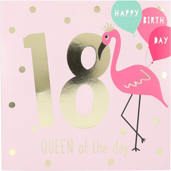 Zahlenkarte zum 18. Geburtstag mit Musik, veredelte Klappkarte mit originellem Innentext, inkl. Umschlag, Format 15,5 x 15,5 cm