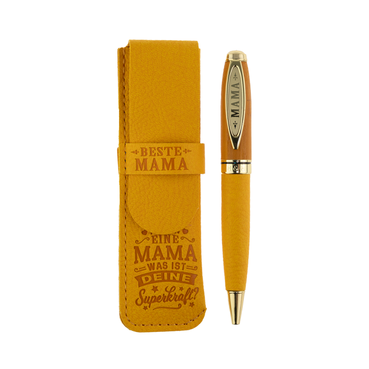 Bamboo Persönlicher  Kuli Kugelschreiber Stift mit Namen o.Spruch Personalisiertes Etui Monogramm-Design persönliches Geschenk (Kuli Mama)