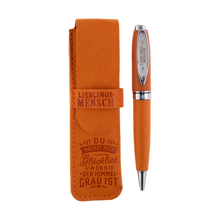 Bamboo Persönlicher  Kuli Kugelschreiber Stift mit Namen o. Spruch Personalisiertes Etui Monogramm-Design persönliches Geschenk (Kuli Lieblingsmensch)