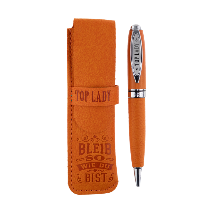 Bamboo Persönlicher  Kuli Kugelschreiber Stift mit Namen o. Spruch Personalisiertes Etui Monogramm-Design persönliches Geschenk (Kuli Top Lady)