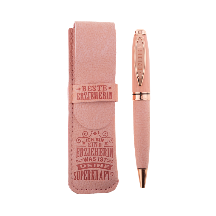 Bamboo Persönlicher  Kuli Kugelschreiber Stift mit Namen o. Spruch Personalisiertes Etui Monogramm-Design persönliches Geschenk (Kuli Erzieherin)