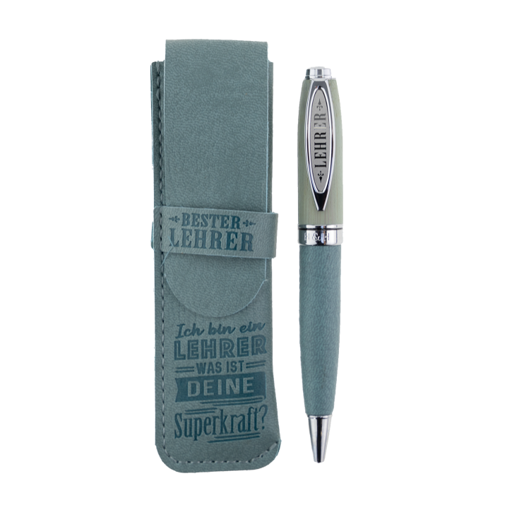 Bamboo Persönlicher  Kuli Kugelschreiber Stift mit Namen o. Spruch Personalisiertes Etui Monogramm-Design persönliches Geschenk (Kuli Lehrer)