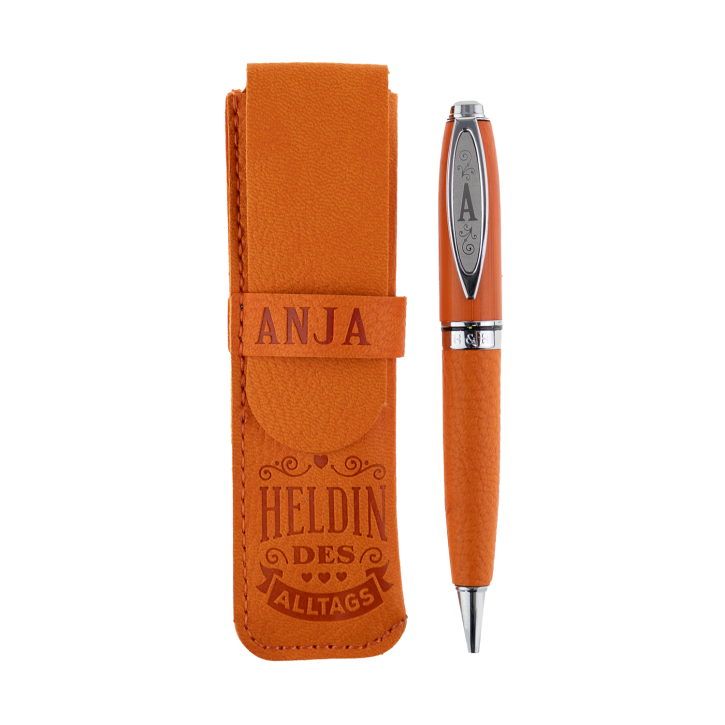 Bamboo Persönlicher  Kuli Kugelschreiber Stift mit Namen o. Spruch Personalisiertes Etui Monogramm-Design persönliches Geschenk (Kuli Anja )