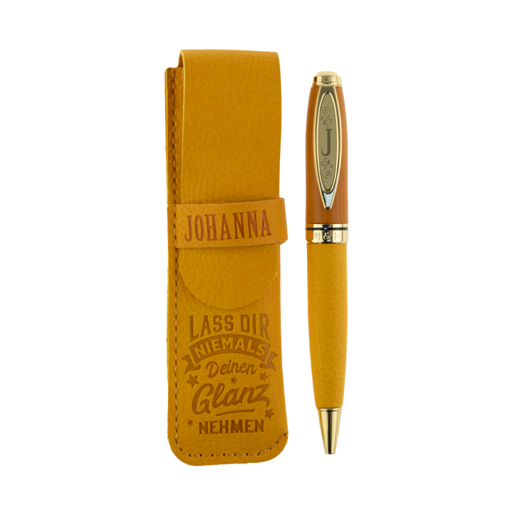 Bamboo Persönlicher  Kuli Kugelschreiber Stift mit Namen o. Spruch Personalisiertes Etui Monogramm-Design persönliches Geschenk (Kuli Johanna )