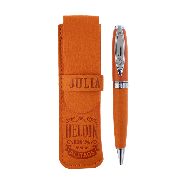 Bamboo Persönlicher  Kuli Kugelschreiber Stift mit Namen o. Spruch Personalisiertes Etui Monogramm-Design persönliches Geschenk (Kuli Julia )