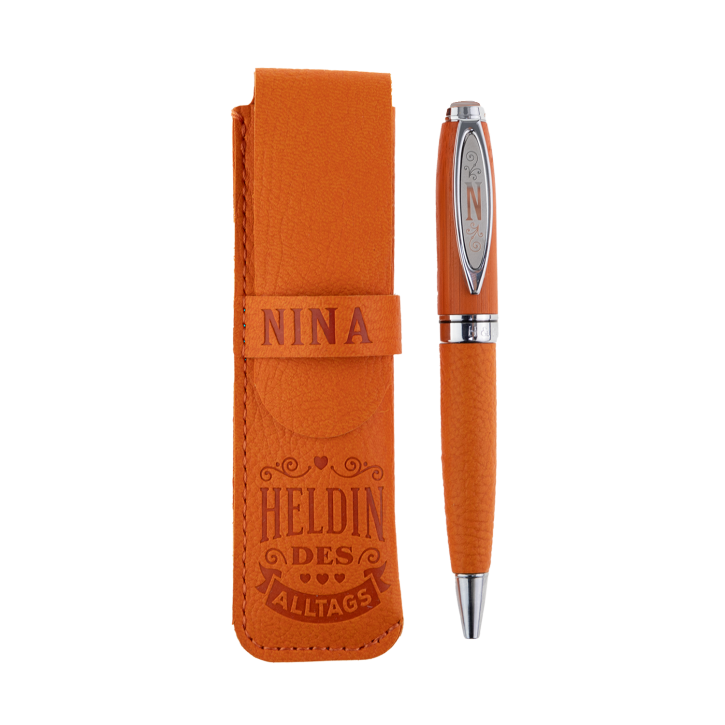 Bamboo Persönlicher  Kuli Kugelschreiber Stift mit Namen o. Spruch Personalisiertes Etui Monogramm-Design persönliches Geschenk (Kuli Nina )