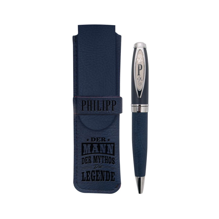 Bamboo Persönlicher  Kuli Kugelschreiber Stift mit Namen o. Spruch Personalisiertes Etui Monogramm-Design persönliches Geschenk (Kuli Philipp )