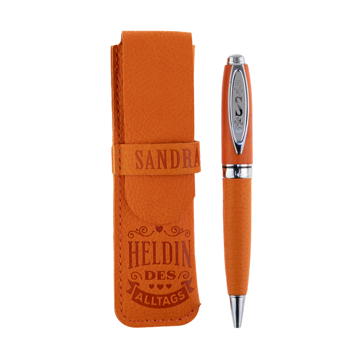 Bamboo Persönlicher  Kuli Kugelschreiber Stift mit Namen o. Spruch Personalisiertes Etui Monogramm-Design persönliches Geschenk (Kuli Sandra )