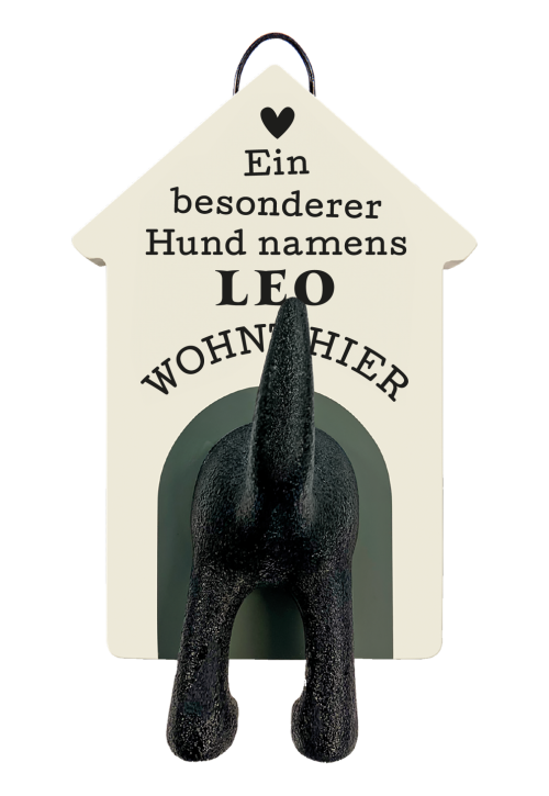 History & Heraldry Personalisierte Leinenhalter für Hunde als Leinenparkplatz, für Hundegarderobe o. als Wanddeko Hunde Accessoires - Leinenhalter Leo