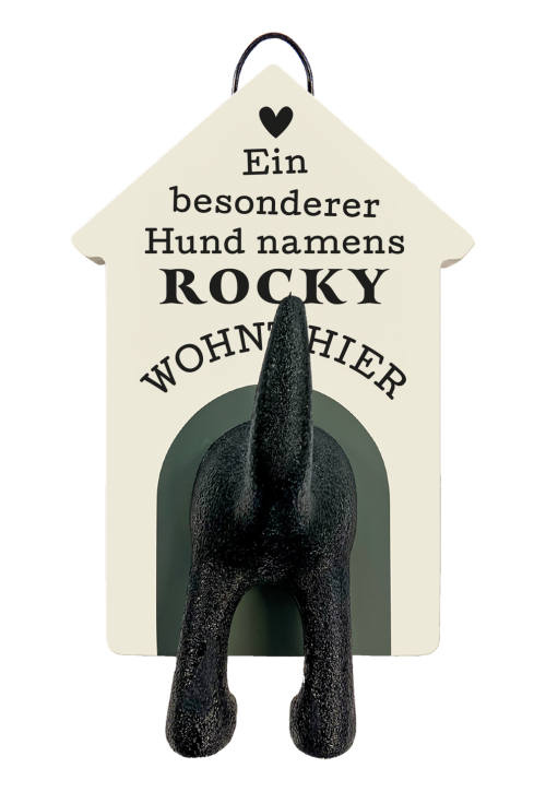 History & Heraldry Personalisierte Leinenhalter für Hunde als Leinenparkplatz, für Hundegarderobe o. als Wanddeko Hunde Accessoires - Leinenhalter Rocky