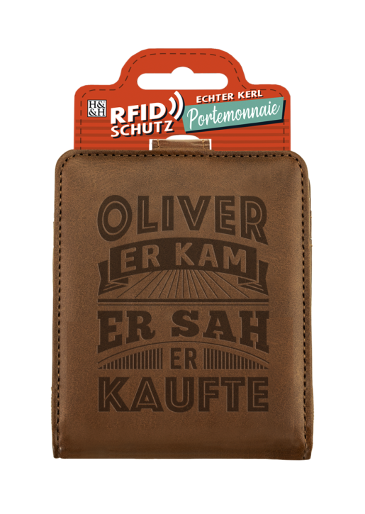 Echter Kerl Männer Portemonnaie Geldbörse Herren- Oliver-Hellbraun