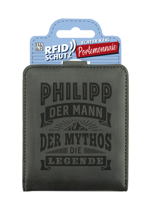 Echter Kerl Männer Portemonnaie Geldbörse Herren- Philipp-Grau