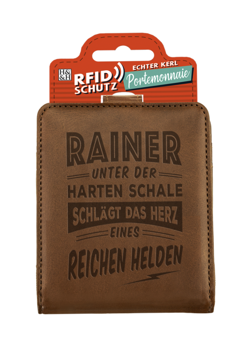 Echter Kerl Männer Portemonnaie Geldbörse Herren- Rainer-Hellbraun