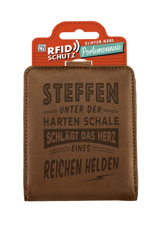 Echter Kerl Männer Portemonnaie Geldbörse Herren- Steffen-Hellbraun