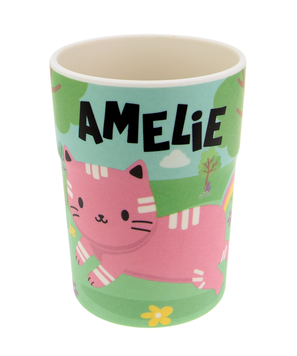 Bunter personalisierter Namens Kinderbecher mit  Namen Amelie