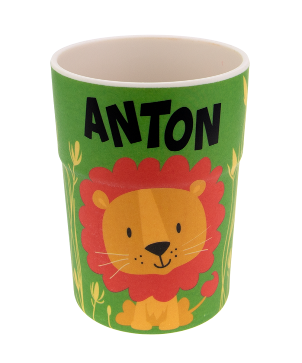 Bunter personalisierter Namens Kinderbecher mit  Namen Anton