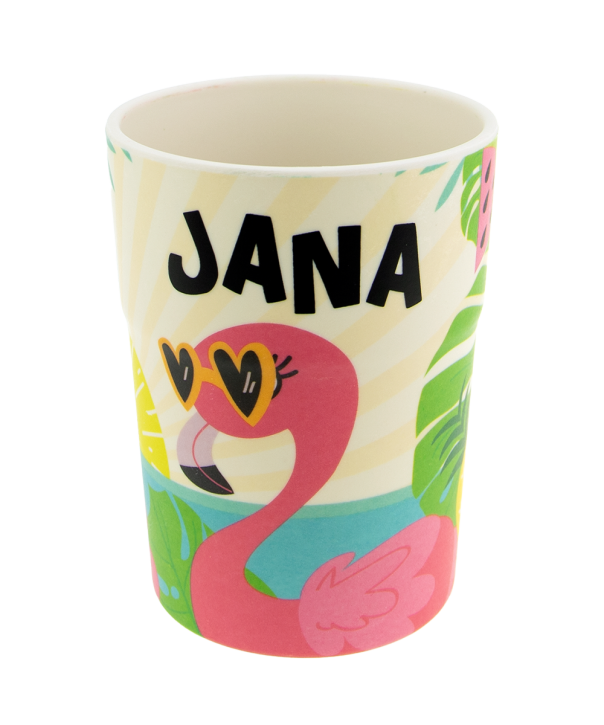 Bunter personalisierter Namens Kinderbecher mit  Namen Jana