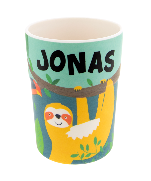 Bunter personalisierter Namens Kinderbecher mit  Namen Jonas
