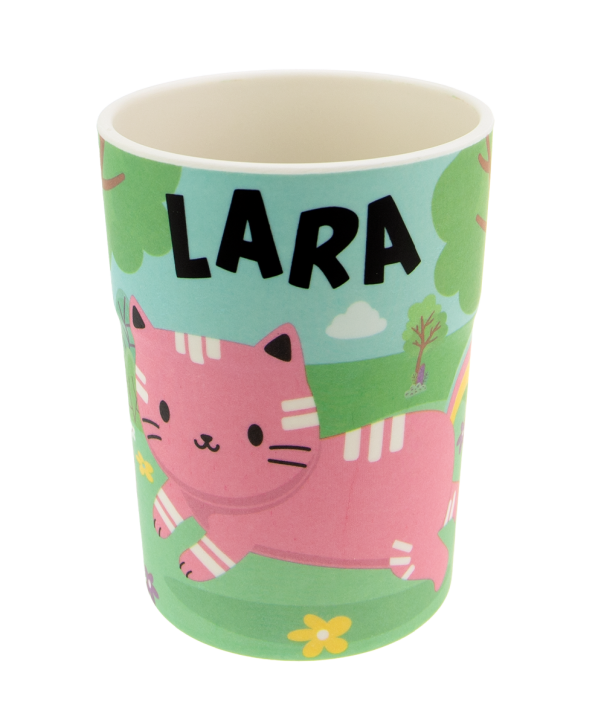 Bunter personalisierter Namens Kinderbecher mit  Namen Lara