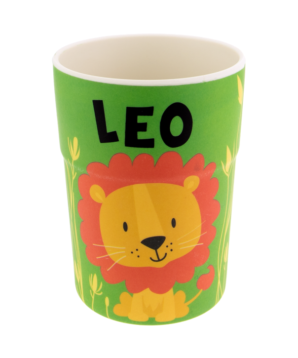 Bunter personalisierter Namens Kinderbecher mit  Namen Leo