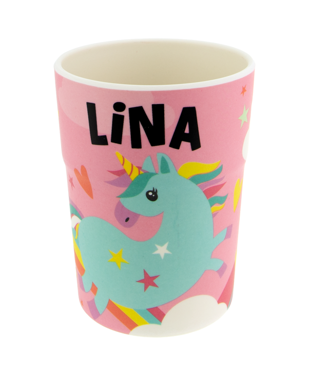 Bunter personalisierter Namens Kinderbecher mit  Namen Lina