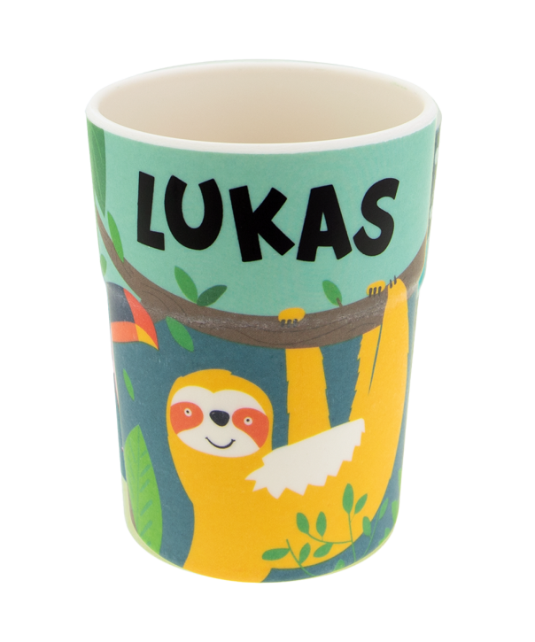 Bunter personalisierter Namens Kinderbecher mit  Namen Lukas
