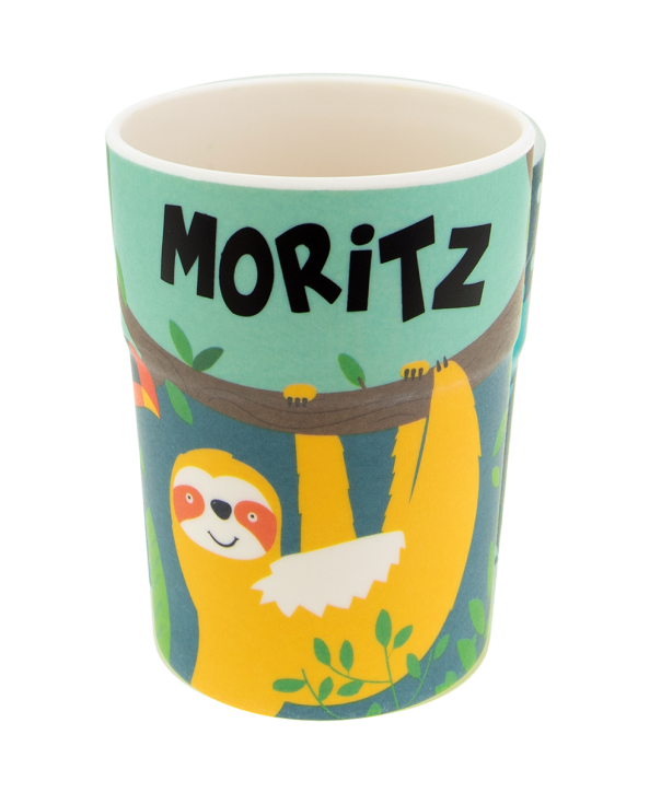 Bunter personalisierter Namens Kinderbecher mit  Namen Moritz