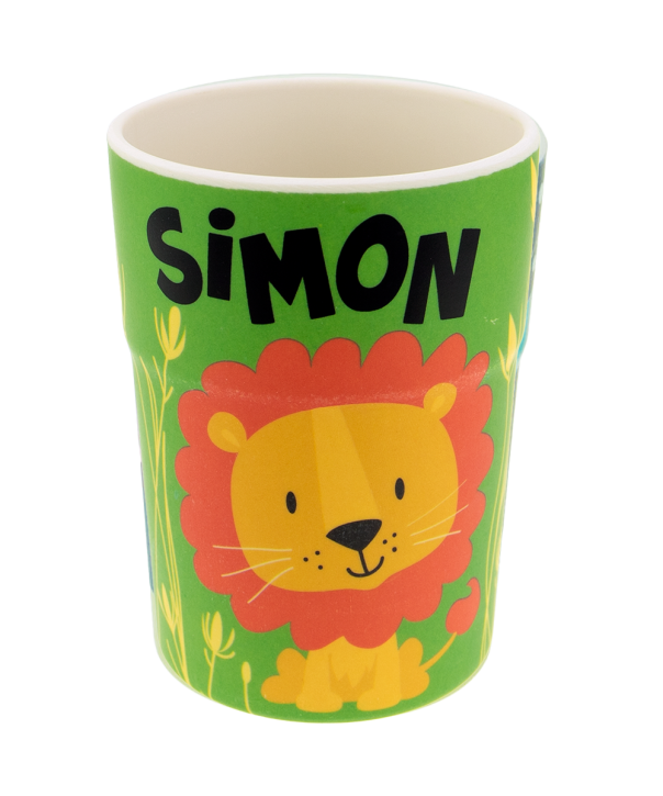 Bunter personalisierter Namens Kinderbecher mit  Namen Simon