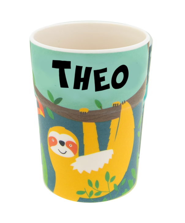 Bunter personalisierter Namens Kinderbecher mit  Namen Theo