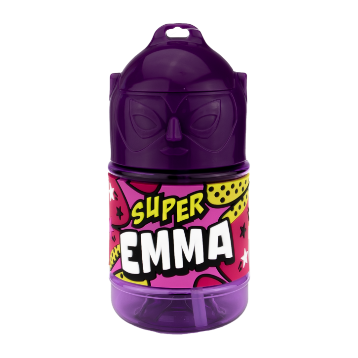 Wasserflasche f. Kinder mit Namen für Schule und Freizeit-BPA frei-Trinkflasche Emma