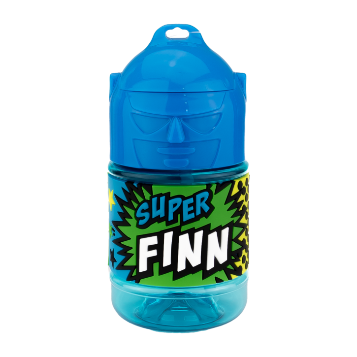 Wasserflasche f. Kinder mit Namen für Schule und Freizeit-BPA frei-Trinkflasche Finn