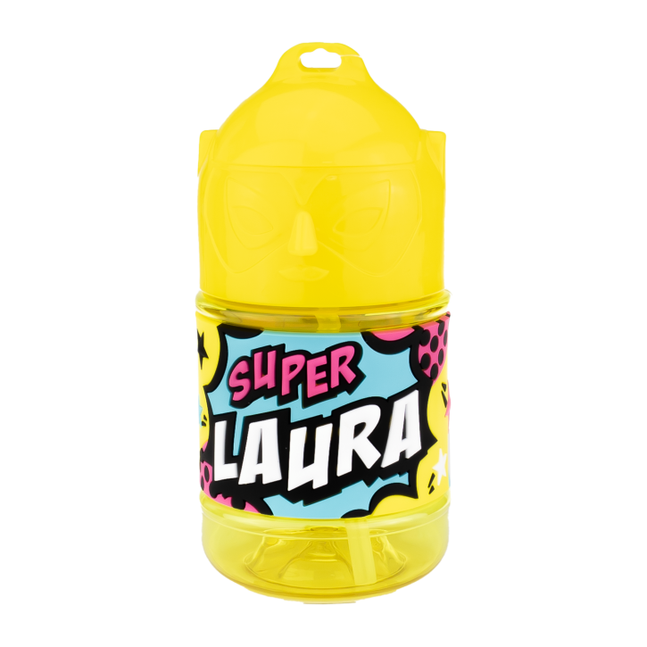 Wasserflasche f. Kinder mit Namen für Schule und Freizeit-BPA frei-Trinkflasche Laura
