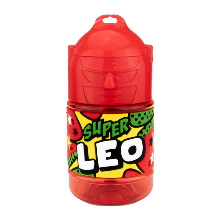 Wasserflasche f. Kinder mit Namen für Schule und Freizeit-BPA frei-Trinkflasche Leo
