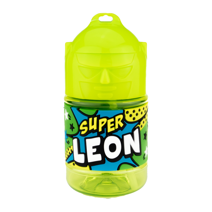 Wasserflasche f. Kinder mit Namen für Schule und Freizeit-BPA frei-Trinkflasche Leon