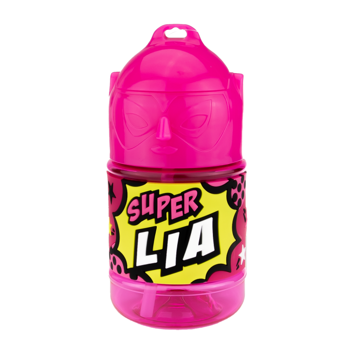 Wasserflasche f. Kinder mit Namen für Schule und Freizeit-BPA frei-Trinkflasche Lia