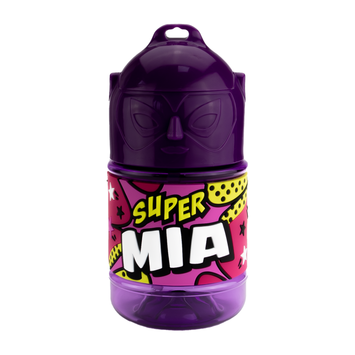 Wasserflasche f. Kinder mit Namen für Schule und Freizeit-BPA frei-Trinkflasche Mia