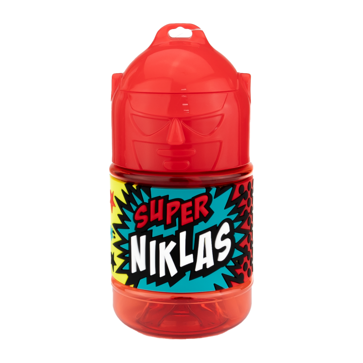 Wasserflasche f. Kinder mit Namen für Schule und Freizeit-BPA frei-Trinkflasche Niklas