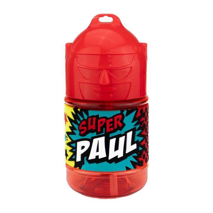 Wasserflasche f. Kinder mit Namen für Schule und Freizeit-BPA frei-Trinkflasche Paul