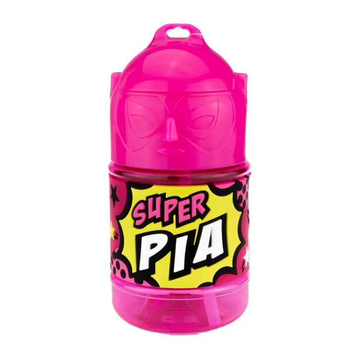 Wasserflasche f. Kinder mit Namen für Schule und Freizeit-BPA frei-Trinkflasche Pia