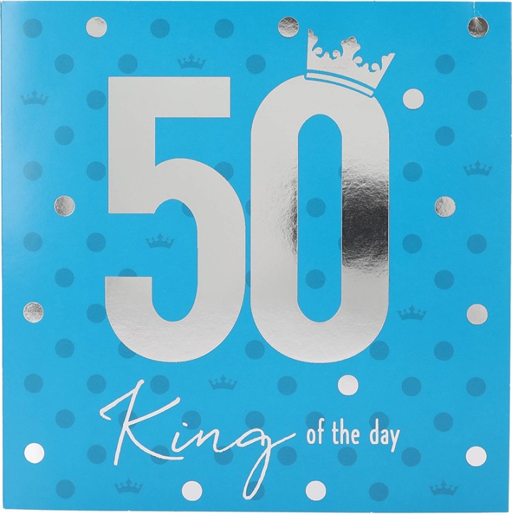 Zahlenkarte zum 50. Geburtstag mit Musik, veredelte Klappkarte mit originellem Innentext, inkl. Umschlag, Format 15,5 x 15,5 cm