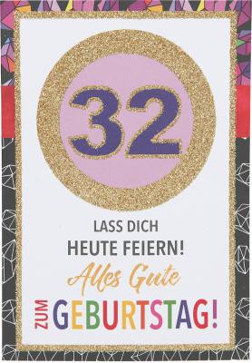 Originelle Klappkarte mit Zahlen Geburtstagskarte zum 32.Geburtstag