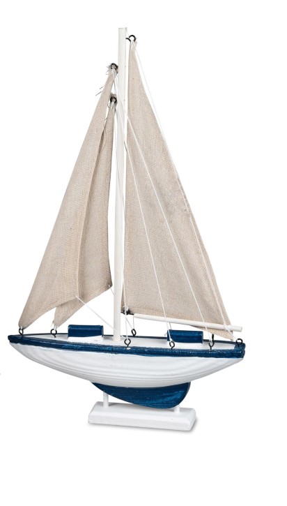 Dekoratives Segelboot creme-blau 18x32cm Dekoratives Segelboot creme-blau 18x32cm