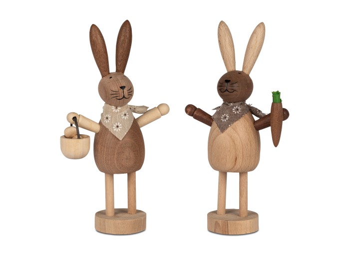 Osterhasen Hasen 1 Set aus 2 Stück Lieferumfang 19cm aus massivem Buchenholz-Mix von Hand gefertigt