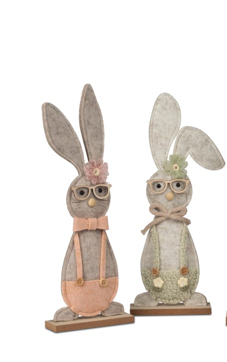 Osterhasen ,Hase mit Brille 2 Stück  im Set 12x32cm aus Filz