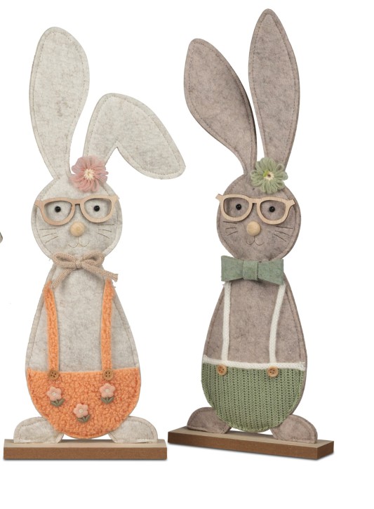Osterhasen ,Hase mit Brille 2 Stück  im Set 17x44cm aus Filz