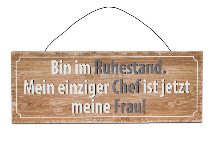 Wandbild mit Draht-Aufhängung 40 x 15cm aus Metall mit Spruch